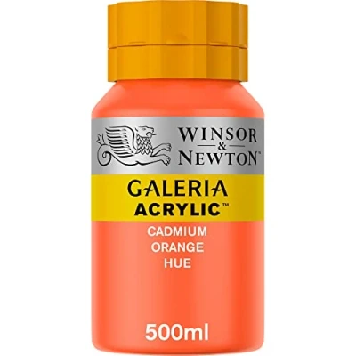 Obrázek Winsor &amp; Newton Akrylová barva Galeria 2150090, vysoká pigmentace, stálobarevná, máslová konzistence, 500 ml hrnec kadmiová oranžová