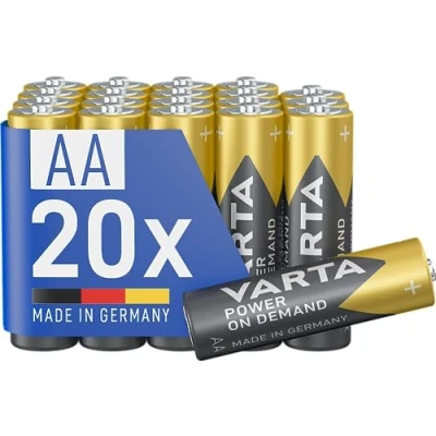 Obrázek VARTA Baterie AA, 20 kusů, Power on Demand, alkalické, 1,5 V, zásobní balení, chytré, flexibilní, výkonné, ideální pro počítačové příslušenství, přístroje Smart Home, Made in Germany [exkluzivně v