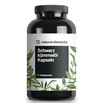 Obrázek Olej z černého kmínu lisovaný za studena (originál Nigella sativa) 400 kapslí v zásobě po dobu 6 měsíců 1000 mg egyptského oleje / denní dávka přírodním stavu, vyrobeno