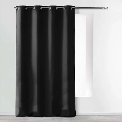 Obrázek Douceur d&#039;Intérieur Absolu závěs s oky, mikrovlákno, jednobarevný, polyester, černý, 140 cm x 260
