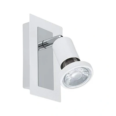Obrázek EGLO LED nástěnná lampa Sarria, nástěnné svítidlo, svítidlo z kovu, do obývacího pokoje v bílé, chrom, s vypínačem, bodové světlo vč. žárovky GU10, teplá bílá
