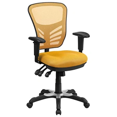 Obrázek Flash Furniture Yelloworange Multifunkční šéfovské křeslo, ergonomická otočná židle s nastavitelnými rameny