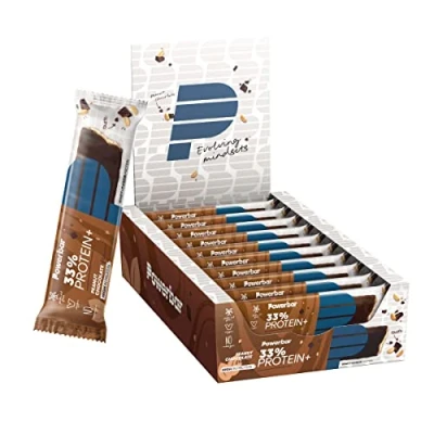 Obrázek Powerbar 33% Protein Plus Peanut Chocolate 10 x 90 g tyčinka s vysokým proteinem Whey&amp;Casein bez palmového oleje kolagenu