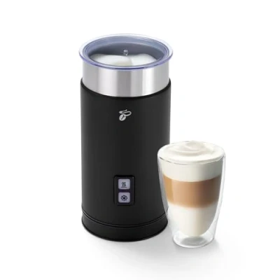 Obrázek Tchibo Elektrický napěňovač mléka, objem 130 ml, z nerezové oceli, nepřilnavý povrch, teplá a studená mléčná pěna, pro latte macchiato, cappuccino kakao (černý)