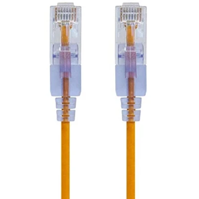Obrázek Monoprice 116322 SlimRun Cat6A Ethernet propojovací kabel snagless RJ45 UTP Pure Bare měděný drát 10G 30AWG 0,9 m žlutý balení 10 ks