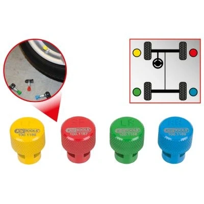 Obrázek KS Tools 100.1185 RDKS / TPMS sada pro odvzdušňování pneumatik 4dílná