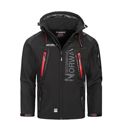 Obrázek Geographical Norway Softshell Herrenjacke mit Kapuze, Modell Techno, Schwarz, Größe M, Schwarz , M