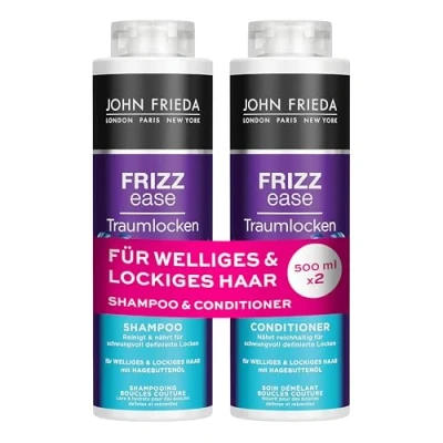 Obrázek John Frieda Traumlocken Shampoo/Conditioner výhodná sada obsah: 1x šampon 500 ml &amp; kondicionér doplňovací Frizz Ease Serie Pro kudrnaté a vlnité vlasy