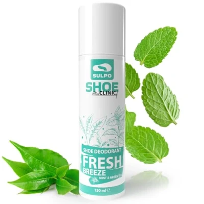 Obrázek SULPO Shoe Clinic deodorant na boty proti zápachu sprej odstraňovač se stříbrnou máta a zelený čaj, vůně 150 ml