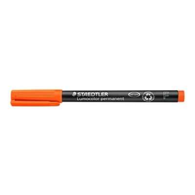 Obrázek STAEDTLER permanentní univerzální tužka Lumocolor, oranžová, odolná proti rozmazání a vodě, rychle schne, DRY SAFE, F špička šířka linií cca 0,6 mm, vysoká kvalita, 10 oranžových permanentních tužek, 318 4