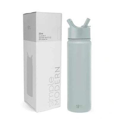 Obrázek Simple Modern láhev na pití s brčkem, vodu z ušlechtilé oceli, izolovaná pro sportovní fitness studio sumit 650 ml Sea Glass Sage