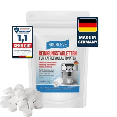 Obrázek Čisticí tablety 25 kusů pro všechny značky a typy kávovarů kávovarů, např. De&#039;Longhi, Philips, Siemens, Saeco, Melitta, Krups, Miele značková kvalita Made in Germany