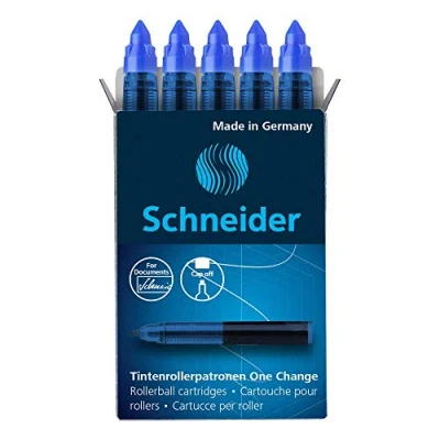 Obrázek Schneider 185403 náplň do skútrů One Change (pro kuličkové pero Change, 1x 5 kusů, vhodné na dokumenty, nesmazatelné) modrá
