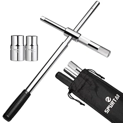 Obrázek Spurtar Nářadí křížový klíč, teleskopický klíč na matice kol, auto sada 17 mm/19 mm, 21 mm/23 mm se 2 standardními zdířkami kříž kola pro pneumatiky aut