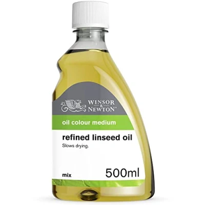 Obrázek Winsor &amp; Newton 3049748 Gereinigtes Leinöl für Ölfarben, alterungsbeständig, steigert den Glanz und die Transparenz von verlangsamt Trocknungsprozess 500ml Flasche