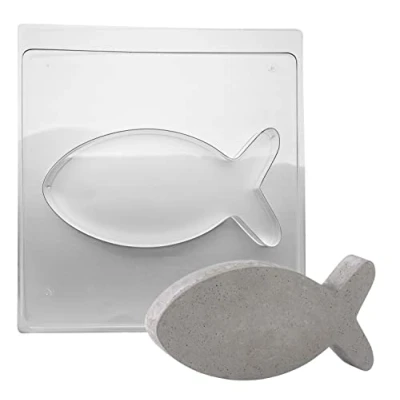 Obrázek Rayher 36084000 odlévací forma na ryby, 25 x 12,5 cm, hloubka 4 materiál PET, k vylévání kreativním betonem, ozdobný beton, rasin prášek, lití betonu, transparentní, cm