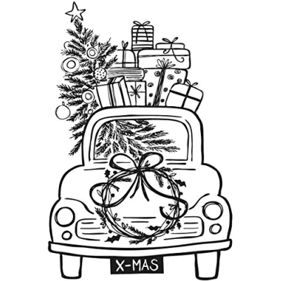 Obrázek Rayher 29140000 razítko Driving Home for Christmas, 7 x 10 cm, přírodní