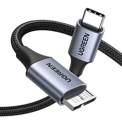 Obrázek UGREEN 10 Gbps Micro B auf USB C Kabel Nylon Typ 3.1 Externe Festplatte Kompatibel mit 3.0 Festplattengehäuse (1M)