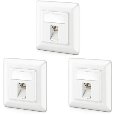 Obrázek deleyCON 3x CAT6a Keystone sada síťových zásuvek pod omítku síťová zásuvka &amp; modul STP postroje kovový kryt RJ45 Jack datová síťový kabel