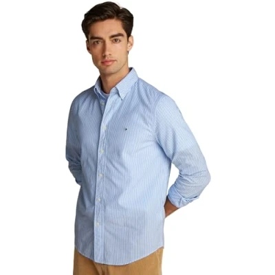 Obrázek Tommy Hilfiger Herren Hemd Flex Poplin Classic Regular Fit, Mehrfarbig (Sweet Blue/Optic White), XL