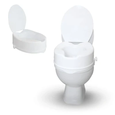 Obrázek Mobiclinic®, Titán, evropská značka, zvýšení toaletního sedátka s víkem, 14 cm, pro dospělé, vyvýšené WC sedátko starší osoby, výškově nastavitelné