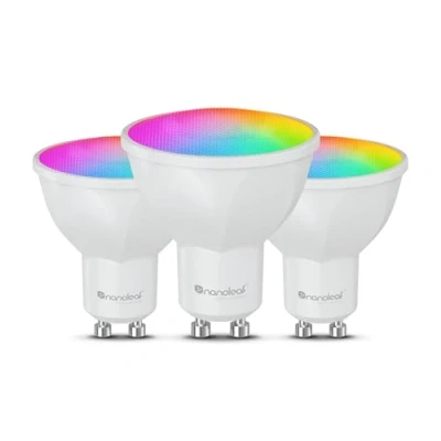 Obrázek Nanoleaf Matter Essentials žárovka, 3 chytré RGBW GU10 LED žárovky přes Thread, Bluetooth 16 milionů barev lamp, obrazovka Sync, funguje s Alexa Google Home Apple, Deko &amp; Gaming