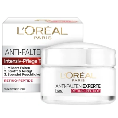 Obrázek L&#039;Oréal Paris Hydratační péče pro obličej, krém proti stárnutí zmírnění vrásek s peptidy retinovými peptidy, pevnější a měkčí pleť, expert vráskám, 1 x 50 ml
