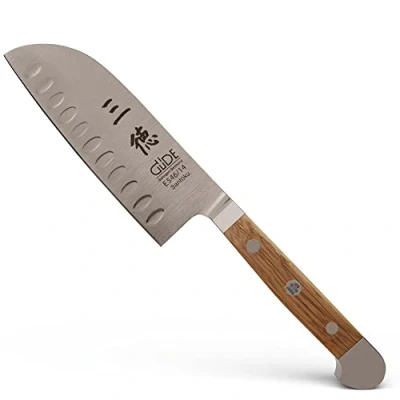 Obrázek GÜDE Solingen nůž Santoku kovaný s kulkou, 14 cm, dubové dřevo, ALPHA FASSEICH, dvojitá špička, ruční výroba Germany