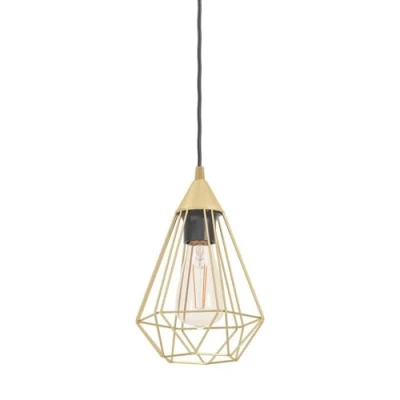 Obrázek EGLO Závěsné svítidlo Tarbes, 1 závěsná lampa, lampa z kovu v mosazi, na jídelní stůl, do obývacího pokoje s objímkou E27, Ø 17,5 cm
