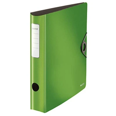 Obrázek Leitz Kvalitní pořadač 180 Active Solid, A4, úzký, zaoblená zadní strana, 6,5 cm široký, gumový pásek, lehký polyfoam, plastový pořadač, světle zelený, 10481050