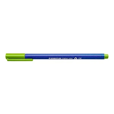 Obrázek STAEDTLER Fixy triplus color, žlutozelené, trojhranné, stabilní, neohromující špička, šířka linky cca 1 mm, vhodné pro děti, Made in Germany, 10 žlutozelených fibre tipů v kartonovém pouzdře, 323 51