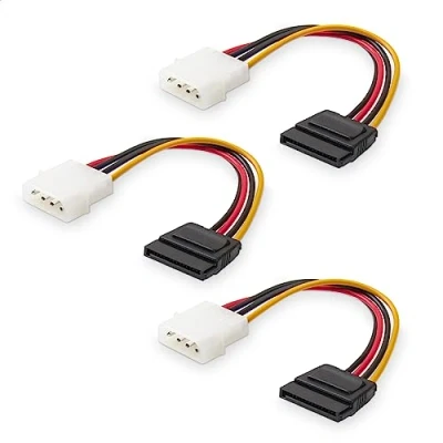 Obrázek Cable Matters 3er Pack 4 Pin Molex zu Sata StromKabel (Molex Adapter Kabel, Molex) 15 cm
