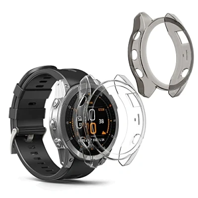Obrázek kwmobile 2X sportovní ochranné pouzdro kompatibilní s Garmin Epix 2 silikonový kryt průhledný bez tracker černý