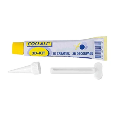 Obrázek Glorex 6 2407 412 silikonové lepidlo, 50 ml, s klíčem na tuby, transparentní, vhodné pro decoupage a mozaikové práce