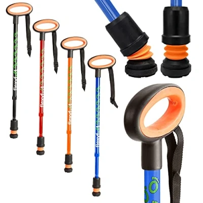 Obrázek Flexyfoot Shock Absorbing Oval Handle Walking Stick Blue Improves Safety, Grip, Reduces Shocks &amp; Jarring