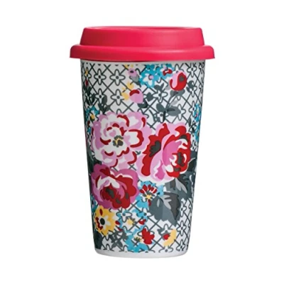 Obrázek Premier Pippa Floral Reisebecher, Porzellan, Silikon, Doppelwand, 330ml