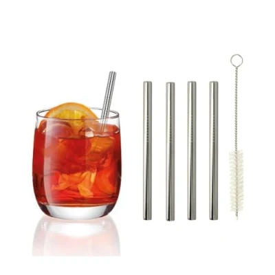 Obrázek Metaltex Brčka Inox krátké/rovné 4 kusy, 12,5 cm, ušlechtilá ocel, opakovaně použitelná