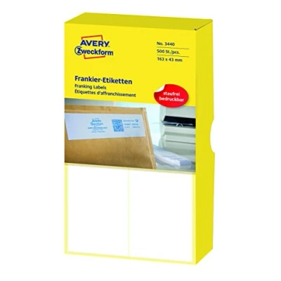 Obrázek AVERY Zweckform 3440 francouzských etiket (papír matný, 500 etiket, 163 x 43 mm) 1 balení bílé
