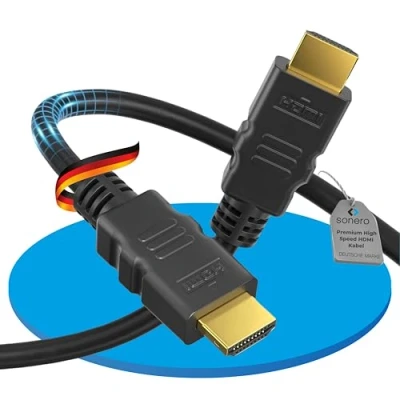 Obrázek sonero PHC000 020 Premium certifikovaný High Speed HDMI kabel s Ethernetem, pozlacené konektory (4K UltraHD, 3D Full HD, 18Gbps Bandwith, HDR Dynamic Range), 2,0 m