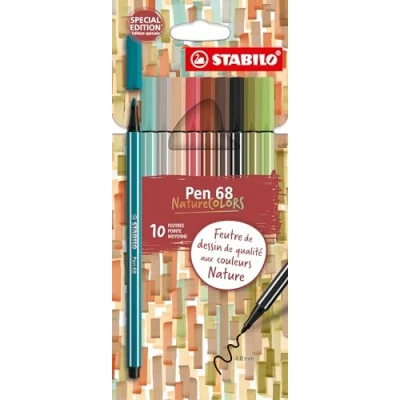 Obrázek STABILO Prémiová plstěná tužka Pen 68 NatureCOLORS balení 10 ks s různými barvami