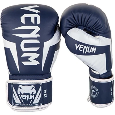 Obrázek Venum Unisex Elite boxerské rukavice, bílé / námořnická modrá, 14 oz EU