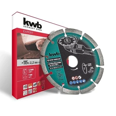 Obrázek kwb Diamantový řezný kotouč CUT FIX® Green Line ø 115 mm se segmentovaným turborandem, vysoká životnost, slinutý a s otvorem 22,23