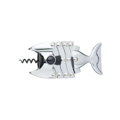 Obrázek BarCraft vývrtka Bar Craft Lazy Fish z ušlechtilé oceli ve stříbrné barvě, směs několika materiálů, 12 x 17 22 cm
