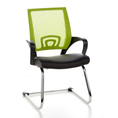 Obrázek hjh OFFICE 650440 houpací židle Visto NET V umělá kůže černá/zelená pro návštěvy se síťovanými hřbety