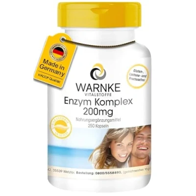 Obrázek Enzym komplex kapslí 250 bromelain, papain a ficin veganské rostlinné enzymy Plus Acerola bioflavonoidy vysoké dávky velké balení výstražné vitální látky německá lékárna