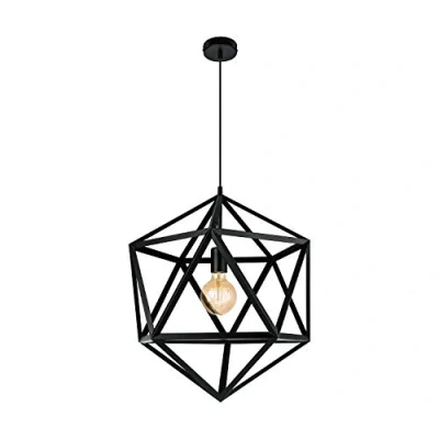 Obrázek EGLO závěsné svítidlo Embleton, 1 plamenná závěsná lampa industriální, vintage, retro, z oceli v černé barvě, na jídelní stůl, do obývacího pokoje s objímkou E27,