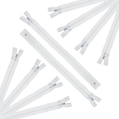Obrázek Trimz 60 cm Langer Reißverschluss mit 4 mm Zähnen, Weiß, 10 Stück, Polyester
