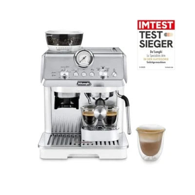 Obrázek De&#039;Longhi La Specialista Arte EC9155.W, pákový kávovar na espresso s profesionální tryskou napěnění mléka, 8 stupňů mletí, vč. Sada Barista, 1550 W, bílý