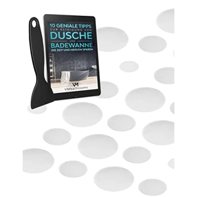 Obrázek VMbathrooms 24 kusů protiskluzových nálepek do vany a sprchy průhledné protiskluzové polštářky samolepicí nálepky kulaté sprchové vložky + e kniha zdarma