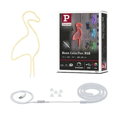 Obrázek Paulmann 70557 LED pásek neonový Colorflex USB RGB 1 m vč. kabelového spínače 1x5 wattů stmívatelný světelný bílý plast